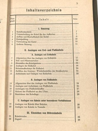 "Telegraphenbauordnung der Deutschen Reichspost" Teil 11: Kabel, datiert 1941 mit 118 Seiten, stark gebrauchtAdler samt HK geschwärzt