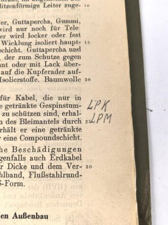 "Telegraphenbauordnung der Deutschen Reichspost" Teil 11: Kabel, datiert 1941 mit 118 Seiten, stark gebrauchtAdler samt HK geschwärzt