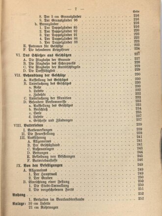 "Leitfaden für den Unterricht der Kanoniere der Fußartillerie" datiert 1902, 255 Seiten, DIN A5, stark gebraucht