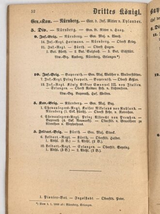 "Eintheilung und Standorte des Deutschen Heeres" datiert 1902, 64 Seiten, DIN A5