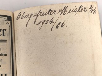 "Taschenkalender für das Heer" datiert 1905, 533 Seiten, DIN A6