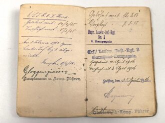 Bayern, Soldbuch Diensteintritt am 7.11.1914  bei Landwehr Regiment 3