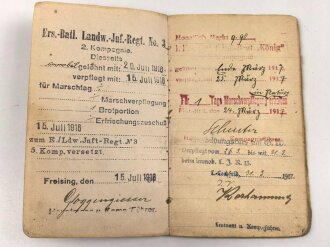 Bayern, Soldbuch Diensteintritt am 7.11.1914  bei Landwehr Regiment 3