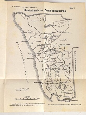 "Die Kämpfe der deutschen Truppen in Südwestafrika - Band 1+2 Der Feldzug gegen die Hereros und der Hottentottenkrieg" beide überreicht 1908, ca 500 Seiten plus Skizzen