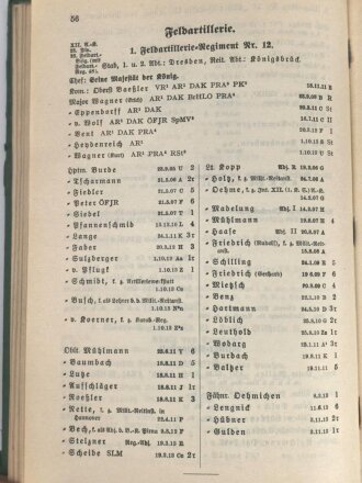 "Rangliste der königlichen SächsichenArmee für das Jahr 1914" Seiten 497-512 fehlen, gebraucht, DIN A5, stark gebraucht