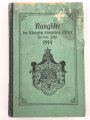 "Rangliste der königlichen SächsichenArmee für das Jahr 1914" Seiten 497-512 fehlen, gebraucht, DIN A5, stark gebraucht