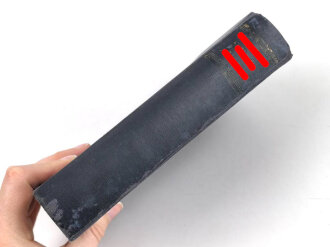 Adolf Hitler " Mein Kampf" blaue Ganzleinenausgabe von 1936 zum Dienstjubiläum eines Reichsbahnbetriebsassistenten, Einband leicht defekt 