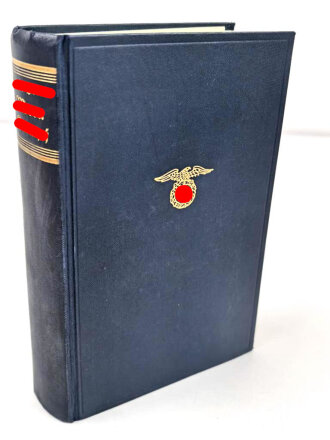 Adolf Hitler " Mein Kampf" blaue Ganzleinenausgabe von 1935, einige Textstellen rot makiert