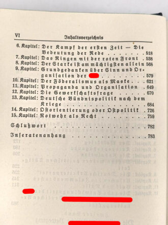 Adolf Hitler " Mein Kampf" blaue Ganzleinenausgabe von 1935, einige Textstellen rot makiert