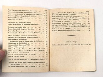 "Das neue Soldatenliederbuch" Textbuch mit Melodien, 80 Seiten, DIN A6, viele Seiten rausgerissen, die ersten Seiten fehlen