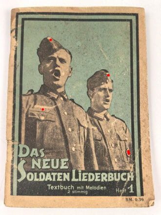 "Das neue Soldatenliederbuch" Heft 1 Textbuch mit Melodien, 80 Seiten, DIN A6, stark gebraucht