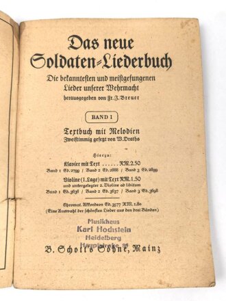 "Das neue Soldatenliederbuch" Heft 1 Textbuch...