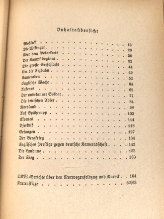 "Narvik - Sieg des Glaubens" datiert 1941, 174 Seiten, DIN A5, stark gebraucht