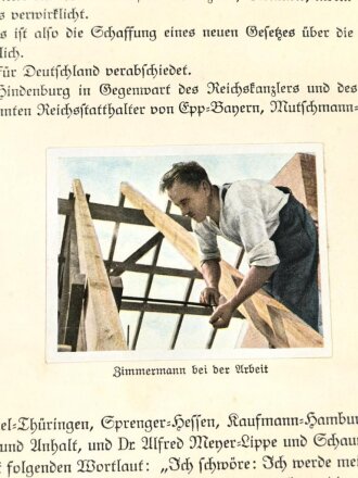 Sammelbilderalbum "Der Staat der Arbeit und des Friedens" Ein Jahr Regierung Adolf Hilter, 100 Seiten, ein Bild falsch