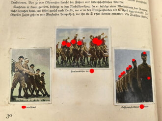 "Kampf ums dritte Reich" Sammelbilderalbum komplett, Bild 165 fehlt, stark gebraucht, Seiten kleben aneinander.