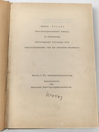 Raumbildalbum "Der Kampf im Westen" komplett mit allen Bildern und der Brille, übergeben für hervorragende Leistungen beim Vergleichsschießen 1942  der deutschen Reichspost