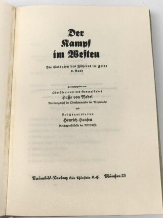 Raumbildalbum "Der Kampf im Westen" komplett mit allen Bildern und der Brille, übergeben für hervorragende Leistungen beim Vergleichsschießen 1942  der deutschen Reichspost