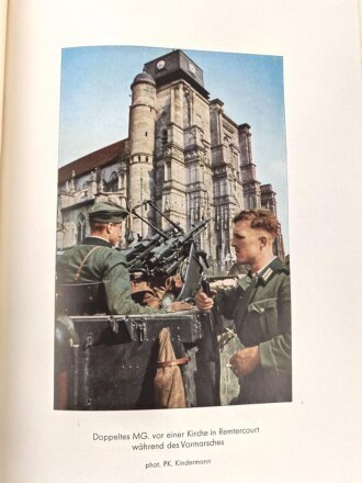 Raumbildalbum "Der Kampf im Westen" komplett mit allen Bildern und der Brille, übergeben für hervorragende Leistungen beim Vergleichsschießen 1942  der deutschen Reichspost