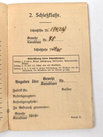 Schießbuch eines Pionier, Schießjahr 1924/25