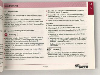 "SIG Sauer P 226 - Bedienungsanleitung" ca. DIN A5