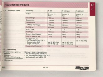 "SIG Sauer P 226 - Bedienungsanleitung" ca. DIN A5