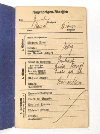 Baden Militärpaß, eingestellt am 5.5.1916 bei...