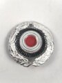 Eichenlaubkranz mit Kokarde für eine Schirmmütze der Reichspost im III.Reich. Aluminium