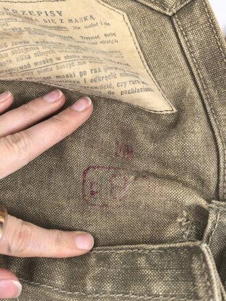 Polen 2.Weltkrieg, Tasche für die Gasmaske WZ32. Ungereinigt, guter Gesamtzustand