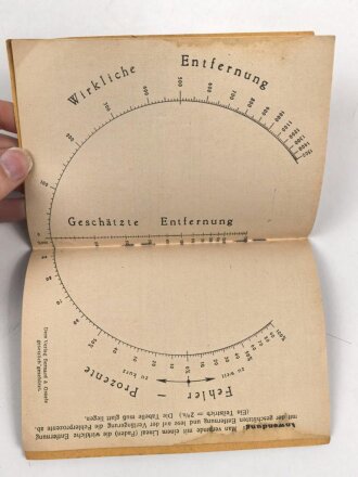 "Schätzbuch für das Entfernungsschätzen" 32 Seiten, DIN A6, gebraucht
