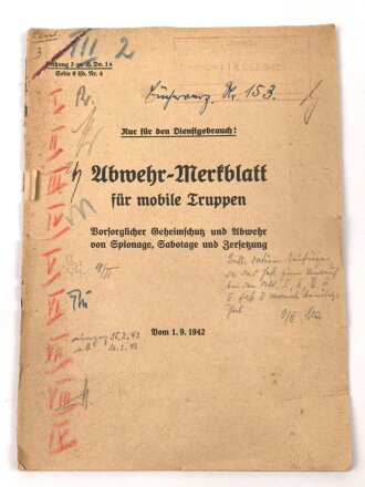 "Abwehr-Merkblatt für mobile Truppen" 16...