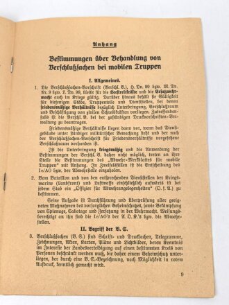 "Abwehr-Merkblatt für mobile Truppen" 16 Seiten, DIN A5, stark gebraucht und Deckblatt lose beiliegend