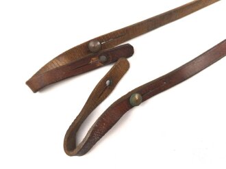 Trageriemen für ein Fernglas. Braunes Leder, Breite 9,4mm, Gesamtlänge 132cm