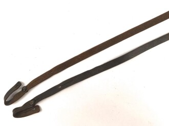 Trageriemen für ein Fernglas. Dunkelbraunes Leder, Breite 10mm, Gesamtlänge 104cm