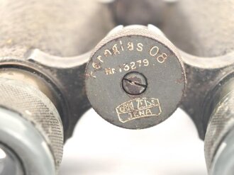 Kaiserreich und 1. Weltkrieg, Fernglas 08 von Carl Zeiss Jena. Originallack, klare Durchsicht