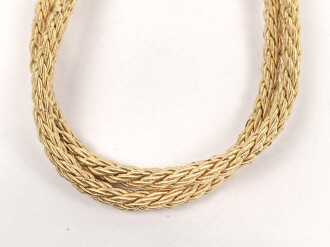 NSDAP, Kordel für die Schirmmütze für politische Leiter, Gesamtlänge 31cm, Metallfaden