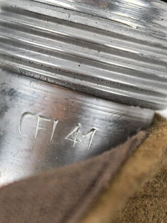 Feldflasche Wehrmacht, Ungetragenes Stück, Ausführung 1 Liter, Hersteller  CFL41, der Tragehaken fehlt