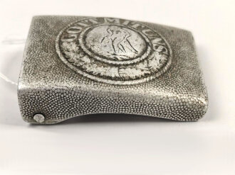 Heer, Koppelschloss für Mannschaften, Aluminium. Stark getragen, entnazifiziert