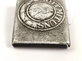 Heer, Koppelschloss für Mannschaften, Aluminium. Stark getragen, entnazifiziert