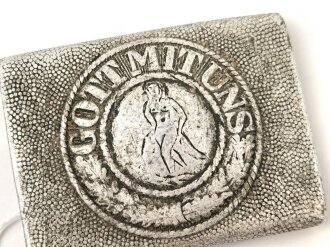 Heer, Koppelschloss für Mannschaften, Aluminium. Stark getragen, entnazifiziert