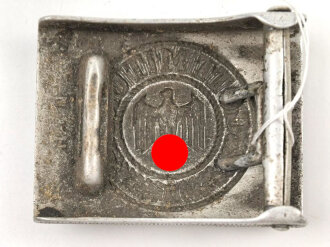 Heer, Koppelschloss für Mannschaften, Aluminium. Stark getragen, entnazifiziert