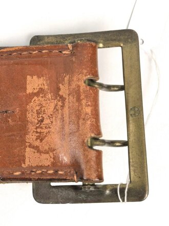 Zweidornkoppel für Offiziere von Parteiverbänden. Braunes Leder, Höhe 60mm, Gesamtlänge 115cm, RZM markierteSchliese von Assmann, dise vergoldet