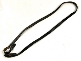 Trageriemen für ein Fernglas. Schwarzes Leder, Gesamtlänge 85cm