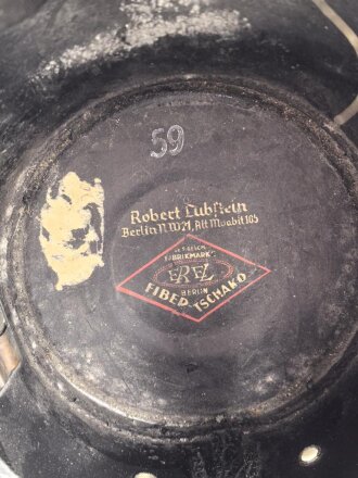 Polizei III.Reich, Tschako für Mannschaften der Schutzpolizei, Hersteller EREL, Kopfgrösse 59