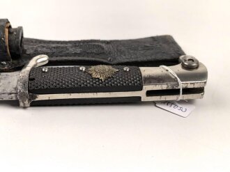 Preussen vor 1. Weltkrieg, Kurzes Seitengewehr KS98 eines Angehörigen der Garde. Aufpflanzbares Stück von Eickhorn Solingen, der Gardetsren wackelt minimal. Im Lacklederkoppelschuh.