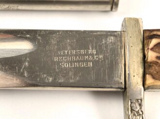 Polizei III.Reich, Extraseitengewehr von Weyersberg Solingen. Die Lederscheide nicht geschrumpft, guter Gesamtzustand