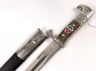 Polizei III.Reich, Extraseitengewehr von Weyersberg Solingen. Die Lederscheide nicht geschrumpft, guter Gesamtzustand