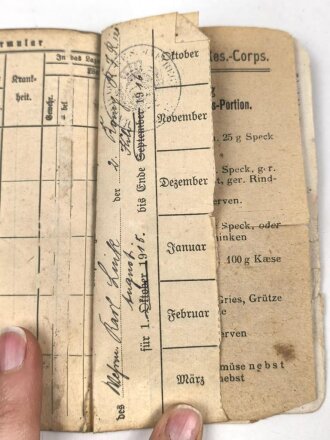 Württemberg Soldbuch, wiedereintritt 1914