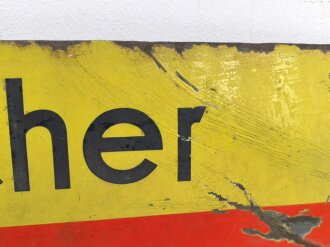 Luftschutz Emailleschild "Öffentlicher Sammel Schutzraum 150 Personen" Maße 39 x 80cm, ungereinigtes Stück