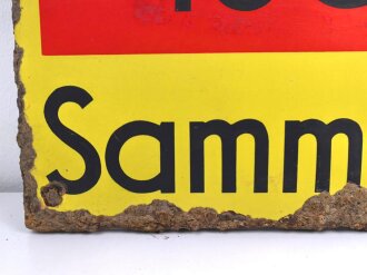 Luftschutz Emailleschild "Öffentlicher Sammel Schutzraum 150 Personen" Maße 39 x 80cm, ungereinigtes Stück
