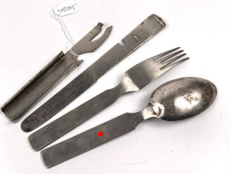 Vierteiliges Besteck Wehrmacht, Hersteller ESM, ungereinigt